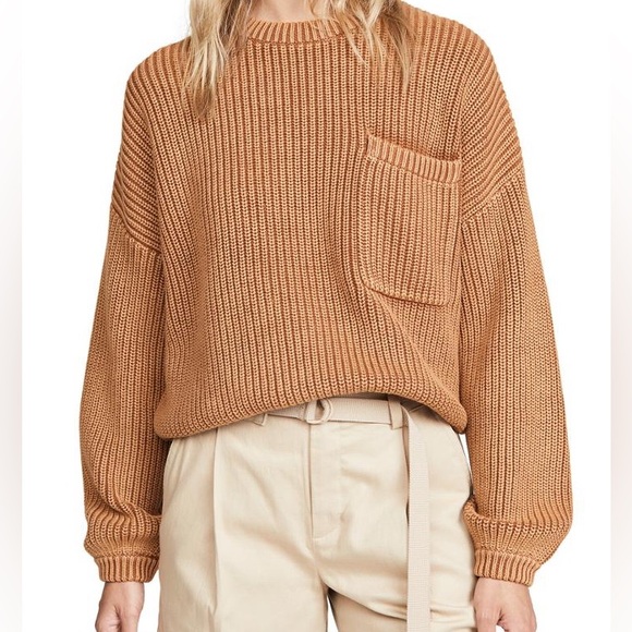 Demylee New York Women's Brown Crew Neck Ribbed Sweater - Picture 1 of 4